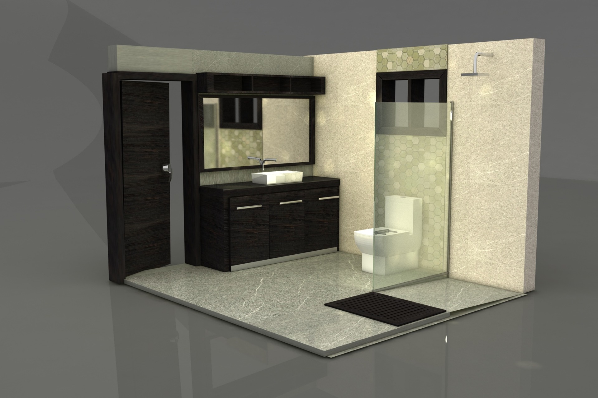 Milton bathroom renovation with frameless glass shower, quartz vanity, and matte black fixtures