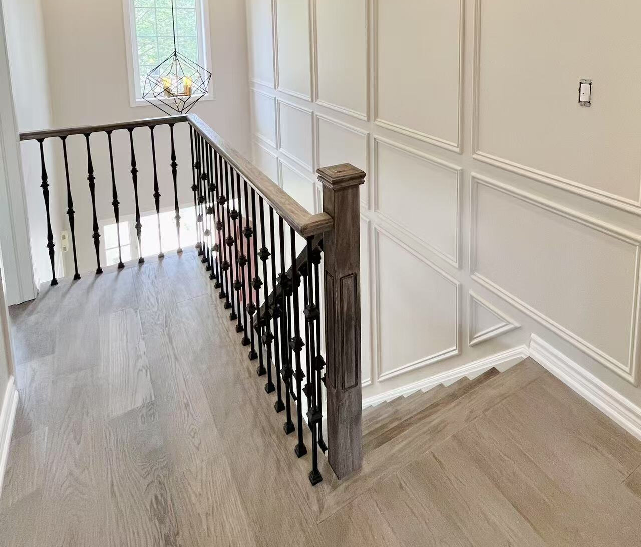 Milton staircase renovation — modern railing