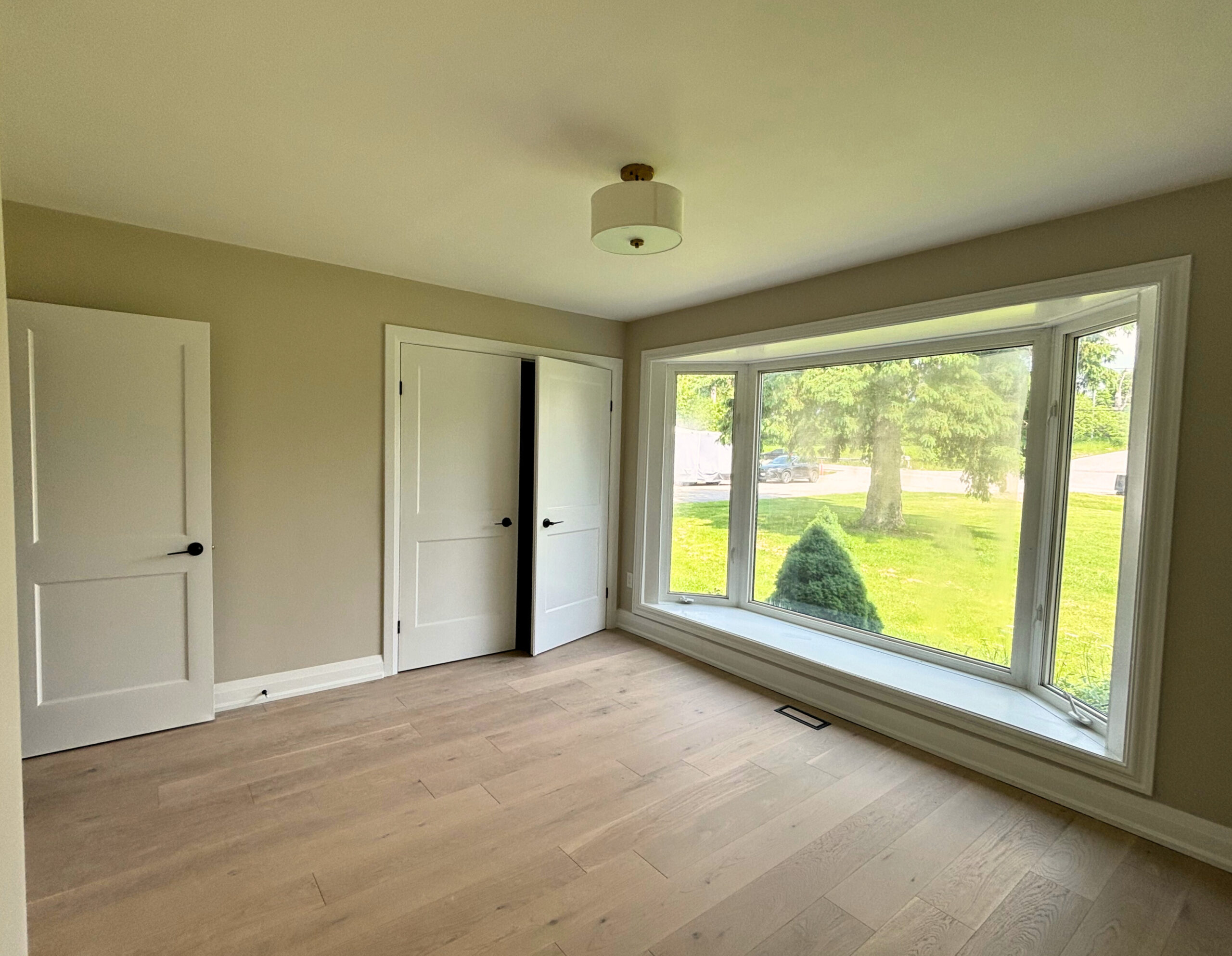 White porcelain tile floor North York home renovation