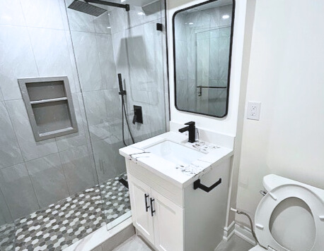 After — gold faucet vanity