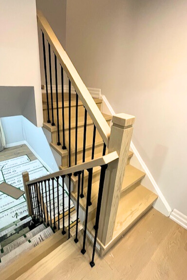 Seamless flooring transition staircase design