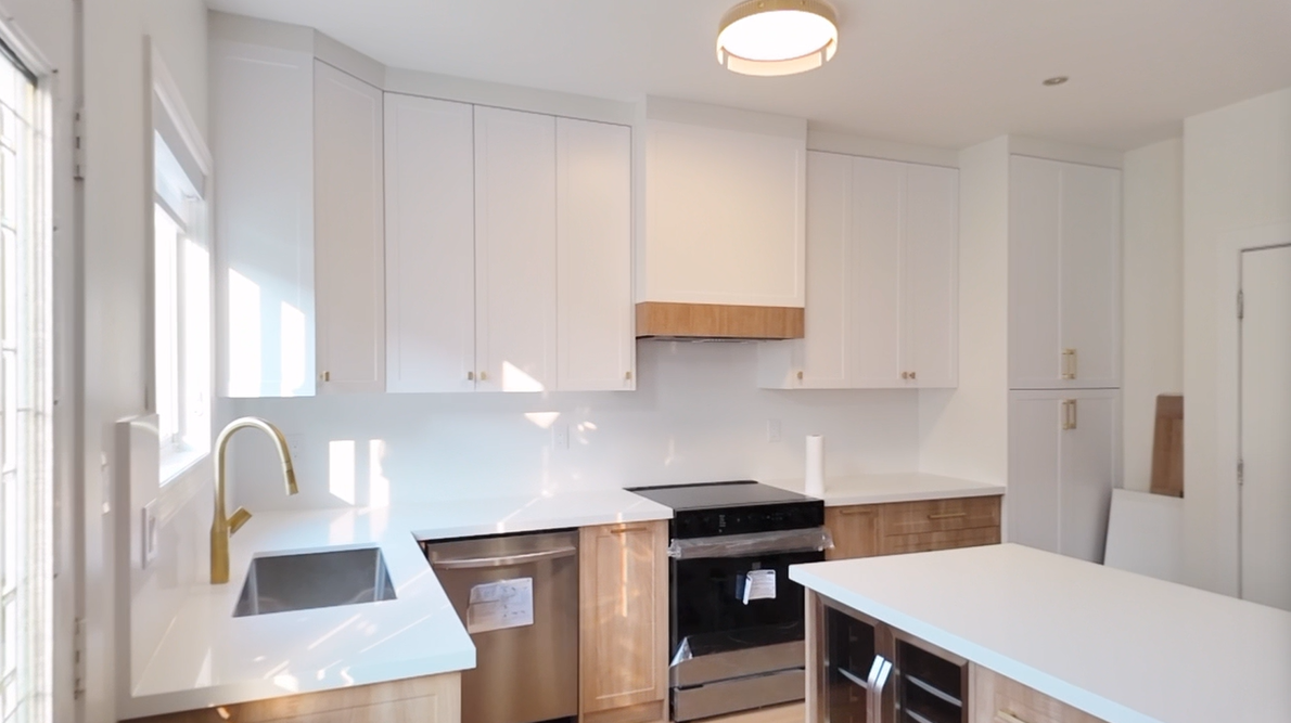 Woodbridge kitchen renovation — lighting and countertop
