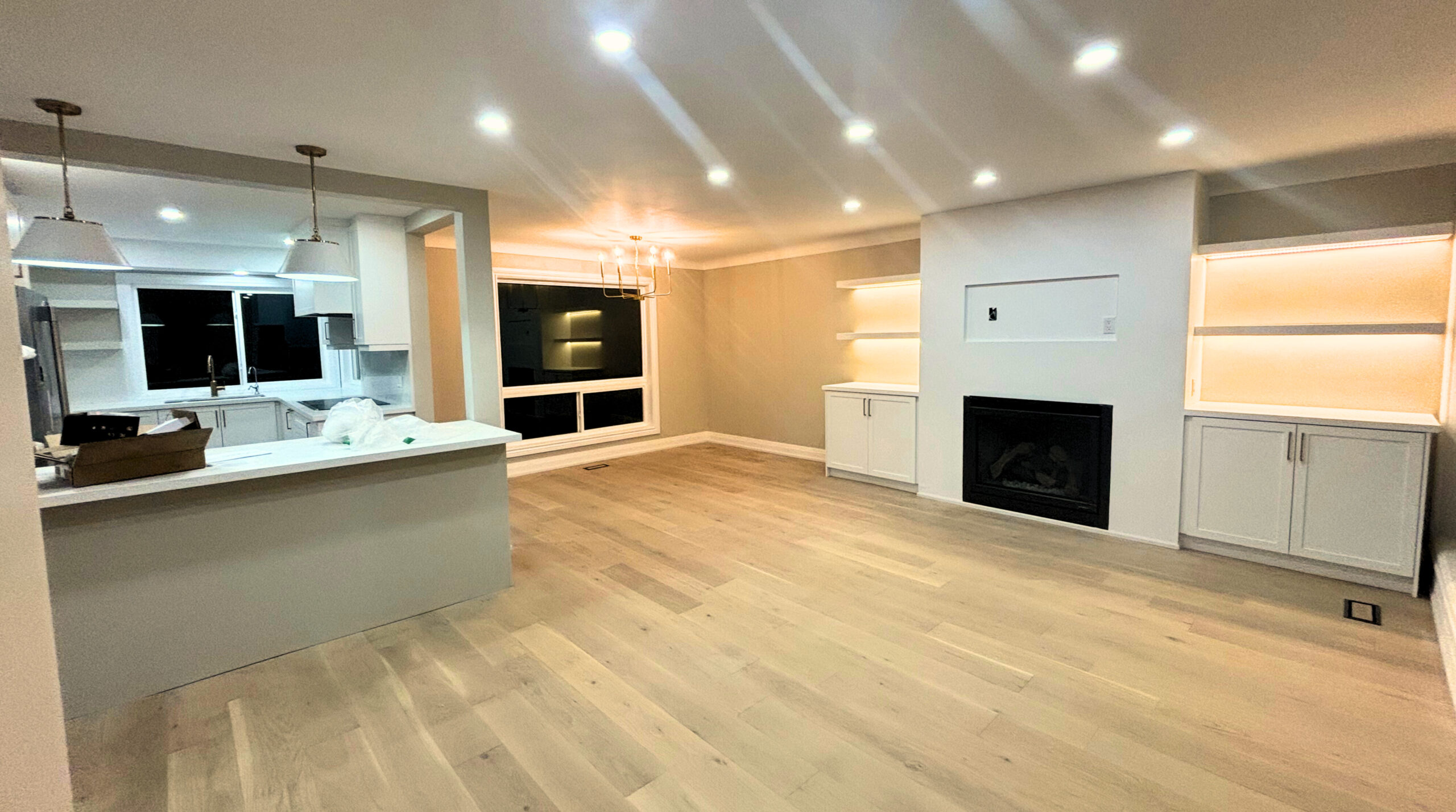 Light wood flooring renovation in North York creating bright open space
